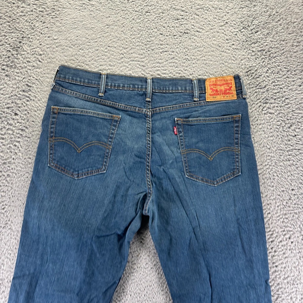 Levi's 514 Jeans Mens 38x30 Blue Cotton Denim Straight Workwear Faded Stretch - Picture 4 of 9
